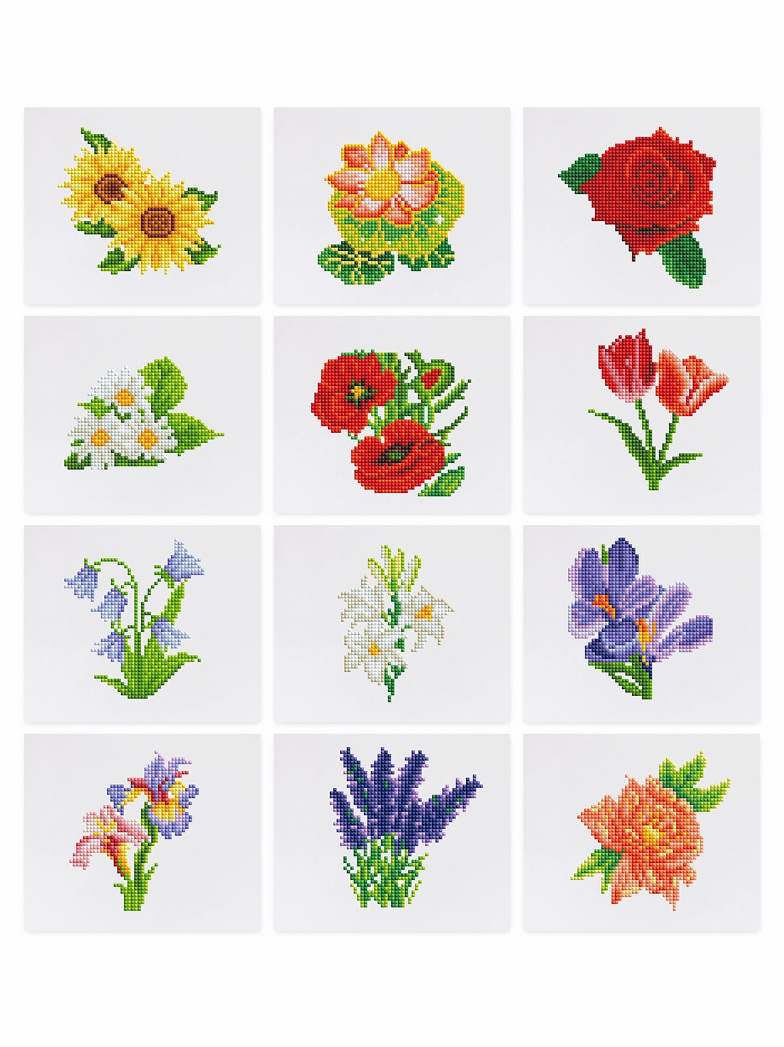 Bloemen Mini Diamond Painting - Natuurlijk Mooi (12 Stuks) - Diamond Painting Pro