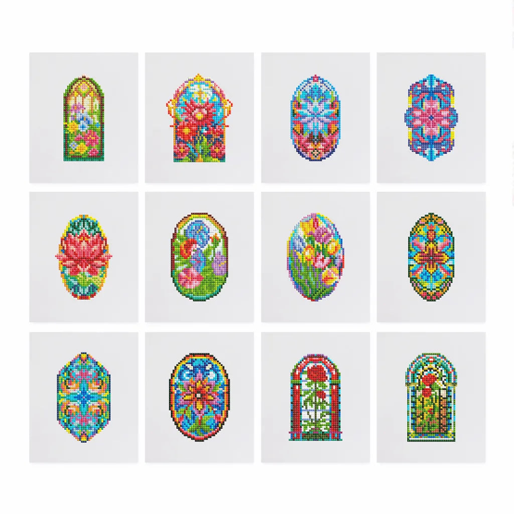 Bloemenraam Mini Diamond Painting set (12 stuks) - Diamond Painting Pro