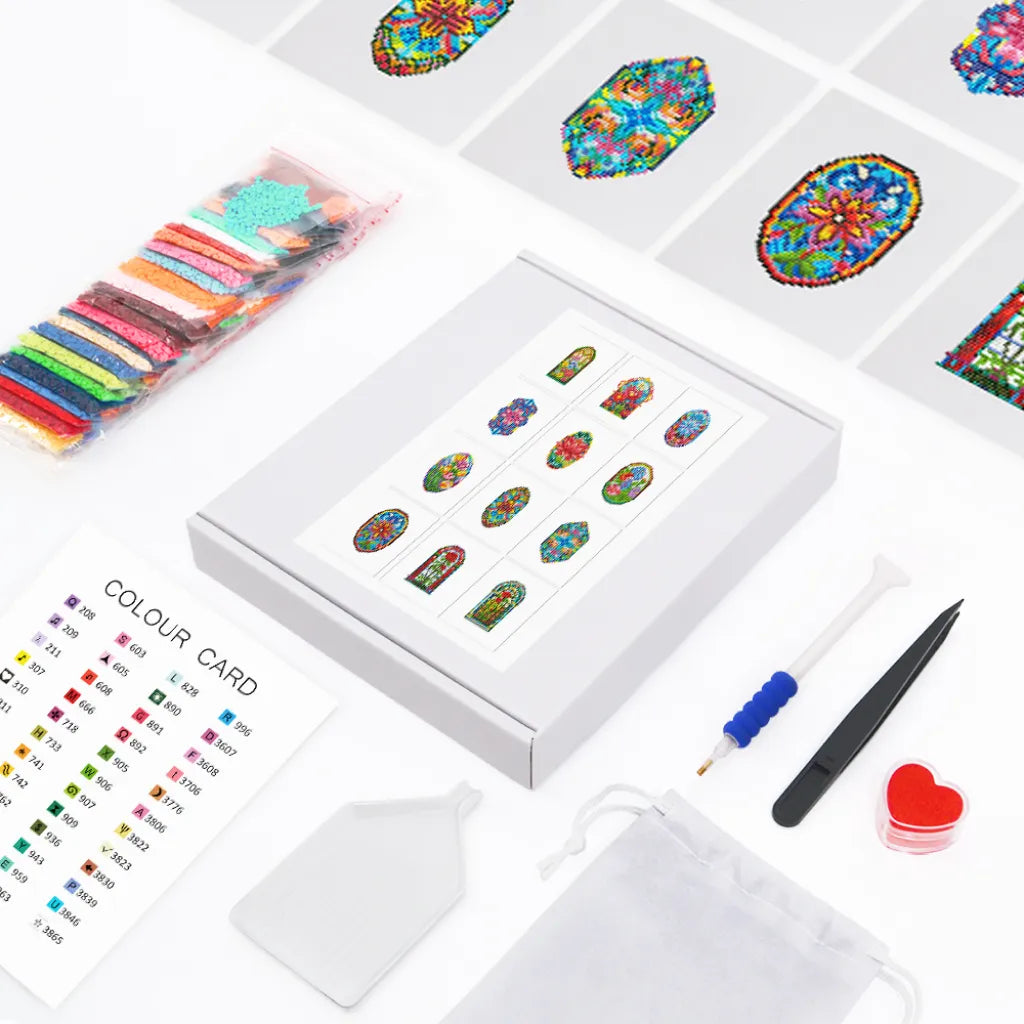 Bloemenraam Mini Diamond Painting set (12 stuks) - Diamond Painting Pro