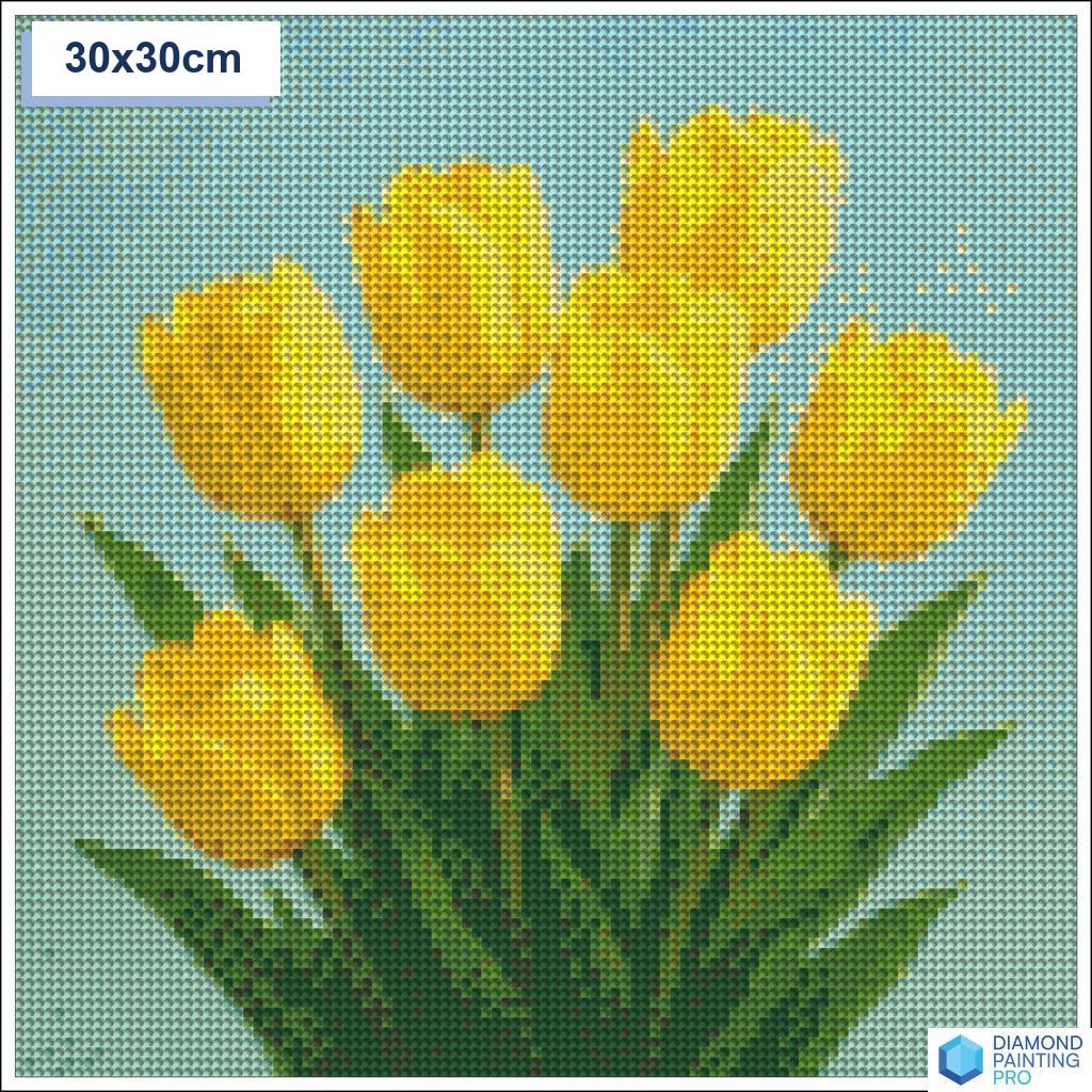 Diamond painting gele tulpen 30x30cm ronde steentjes - kruidvat