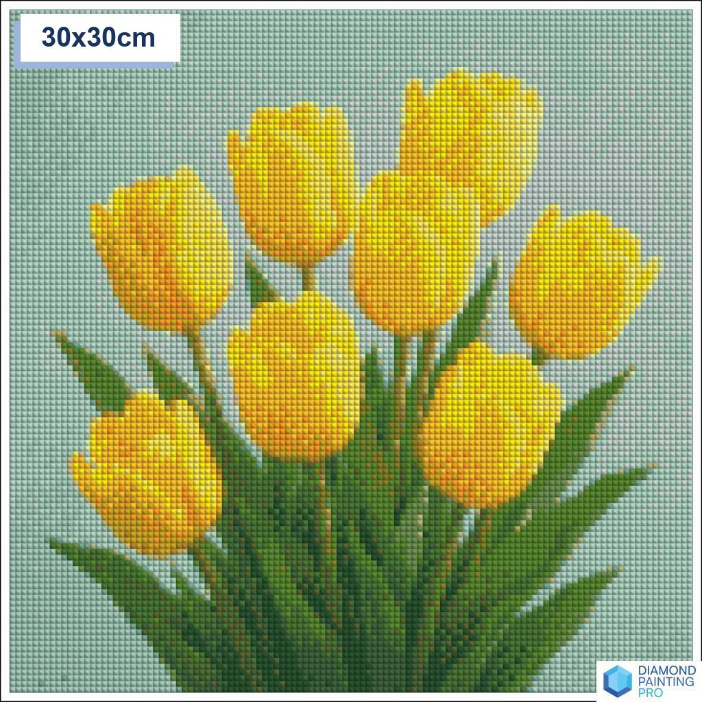 Diamond painting gele tulpen 30x30cm vierkante steentjes - kruidvat