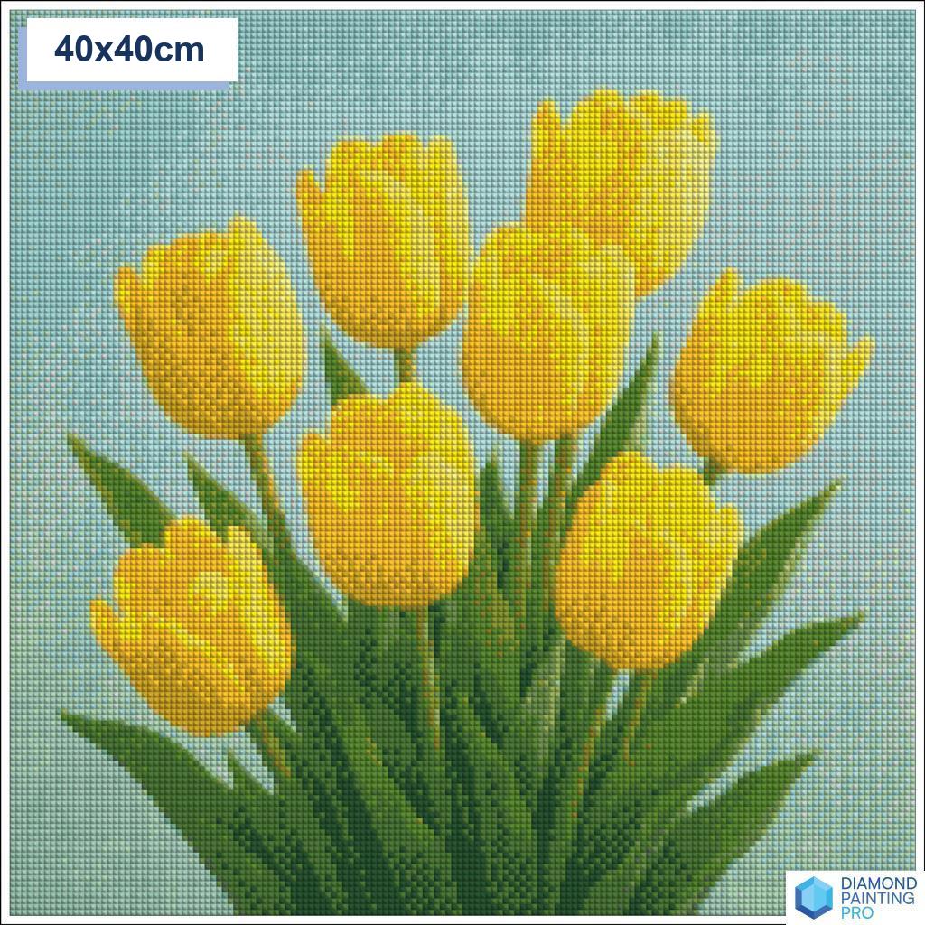 Diamond painting gele tulpen 40x40cm vierkante steentjes - kruidvat