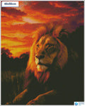 Diamond painting Leeuw zonsondergang dieren vierkante stenen 40x50cm - kruidvat