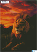 Diamond painting Leeuw zonsondergang dieren vierkante stenen 50x70cm - kruidvat