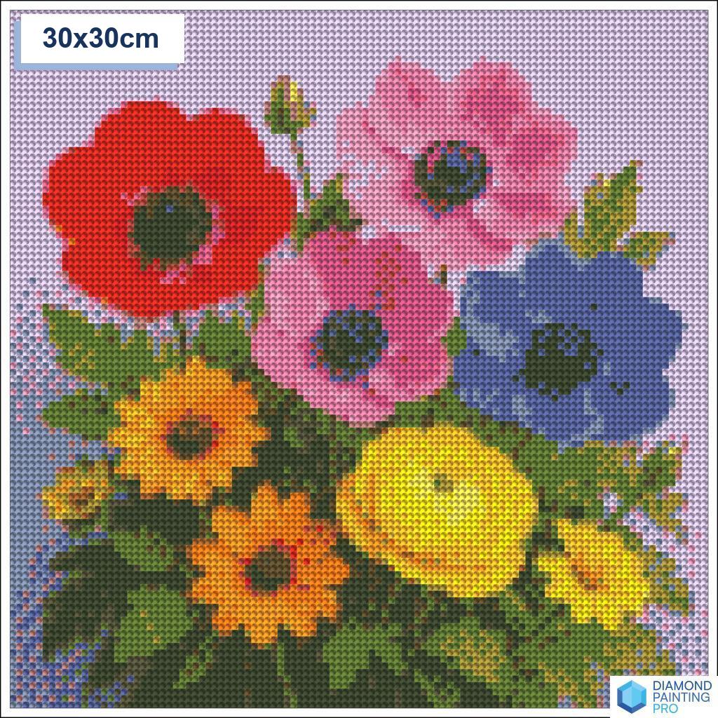 Diamond painting lentebloemen 30x30cm ronde steentjes - kind
