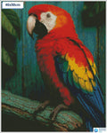 Diamond painting papegaai op stok vierkante stenen 40x40cm - 5D diamant kit