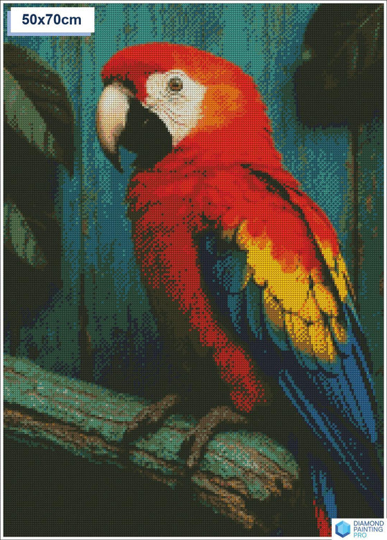 Diamond painting papegaai op stokvierkante stenen 50x50cm - 5D diamant kit