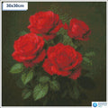 Diamond painting rode rozen 30x30cm ronde steentjes - 5D diamant kit