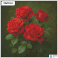 Diamond painting rode rozen 30x30cm vierkante steentjes - 5D diamant kit