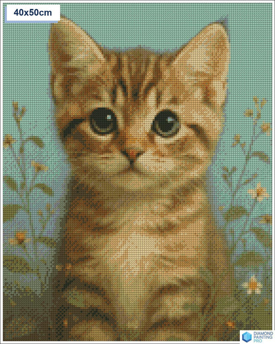 Diamond painting Schattige kat grote ogen vierkante stenen 40x50cm - Nederland
