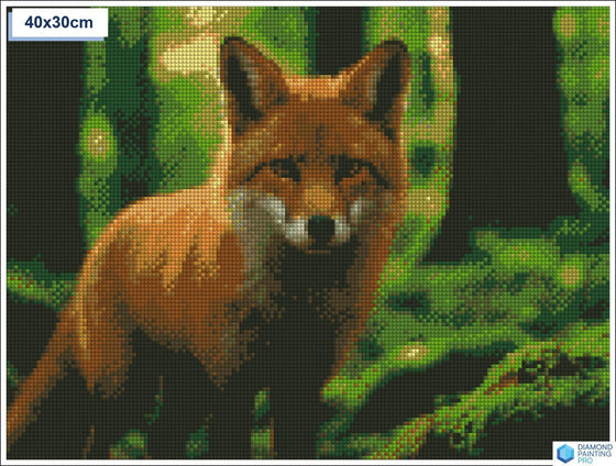 Diamond painting sluwe vos bos vierkante stenen 30x40cm - kind