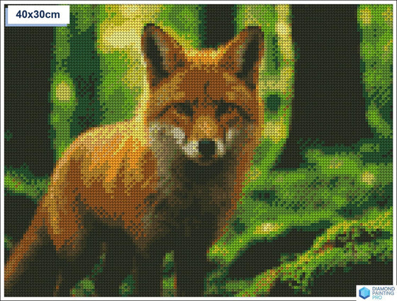 Diamond painting sluwe vos bos vierkante stenen 30x40cm - kind