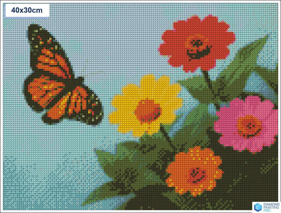 Diamond painting vliegende vlinder bij bloemen vierkante stenen 30x40cm - hema