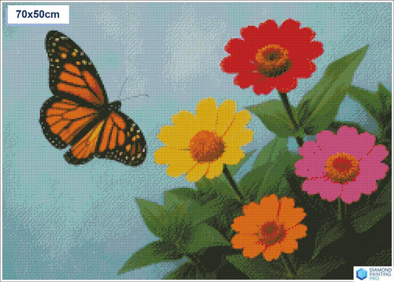 Diamond painting vliegende vlinder bij bloemen vierkante stenen 50x70cm - hema