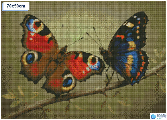 Diamond painting vlinders op tak ronde stenen 50×70 cm - Hema