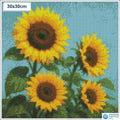 Diamond painting zonnebloemen 30x30cm ronde steentjes - 5D diamant kit