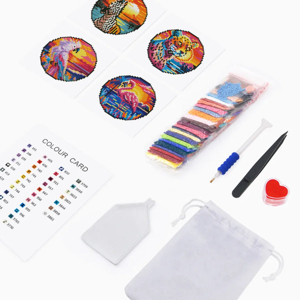 Dieren Mix Mini Diamond Painting set (4 stuks) - Diamond Painting Pro