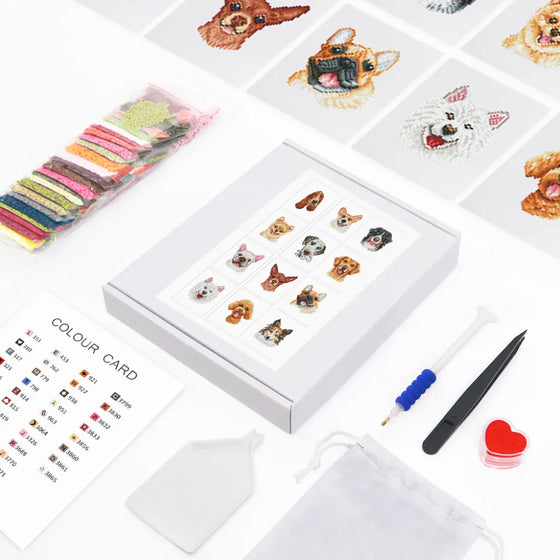 Honden Mini Diamond Painting set (12 stuks) - Diamond Painting Pro