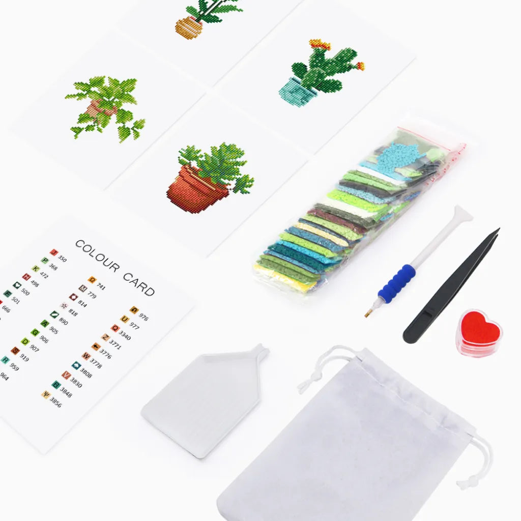 Kamerplanten Mini Diamond Painting set (4 stuks) - Diamond Painting Pro