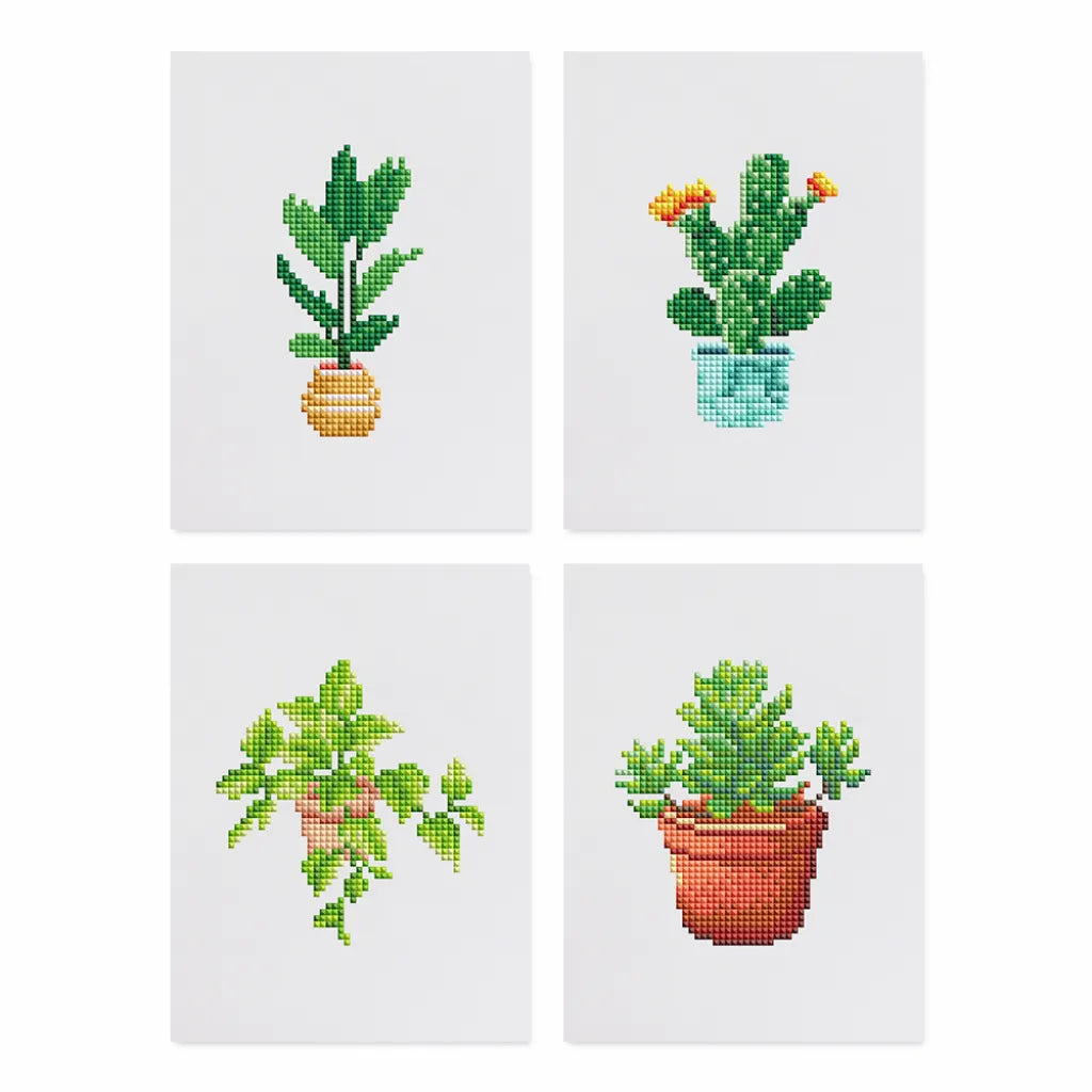 Kamerplanten Mini Diamond Painting set (4 stuks) - Diamond Painting Pro