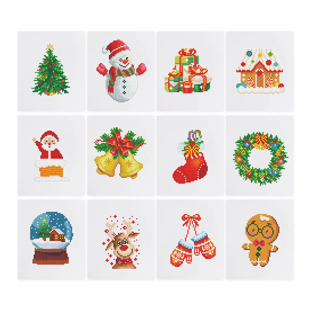 Kerst Mini Diamond Painting versie 1 - 12 Stuks - Diamond Painting Pro