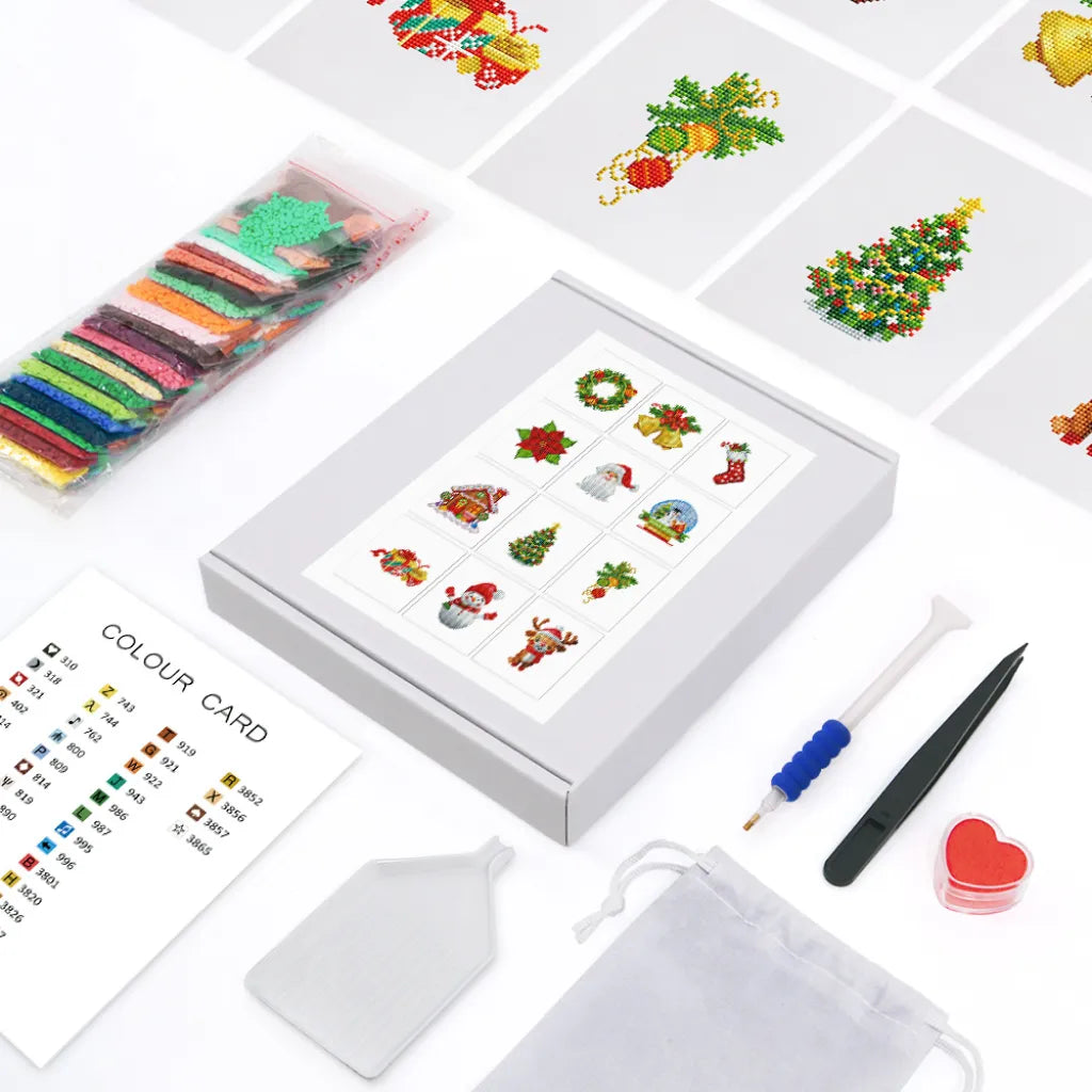 Kerst Mini Diamond Painting versie 2 - 12 Stuks - Diamond Painting Pro