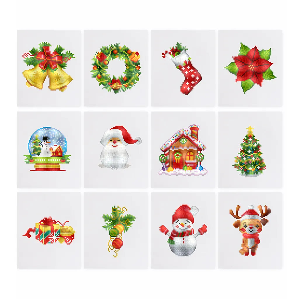 Kerst Mini Diamond Painting versie 2 - 12 Stuks - Diamond Painting Pro