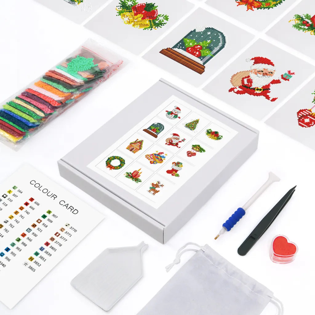 Kerst Mini Diamond Painting versie 3 - 12 Stuks - Diamond Painting Pro