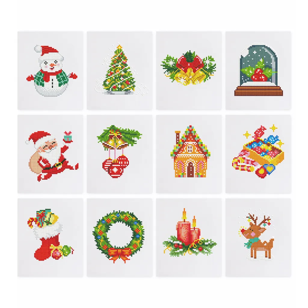 Kerst Mini Diamond Painting versie 3 - 12 Stuks - Diamond Painting Pro