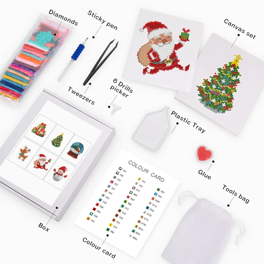 Kerst Mini Diamond Painting set (6 stuks) - Diamond Painting Pro