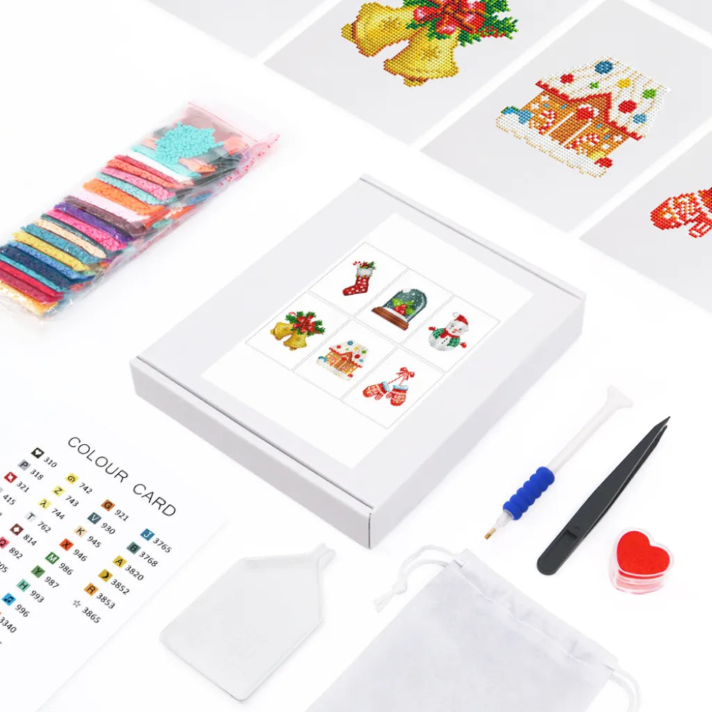 Kerstdecoraties Mini Diamond Painting set (6 stuks) - Diamond Painting Pro