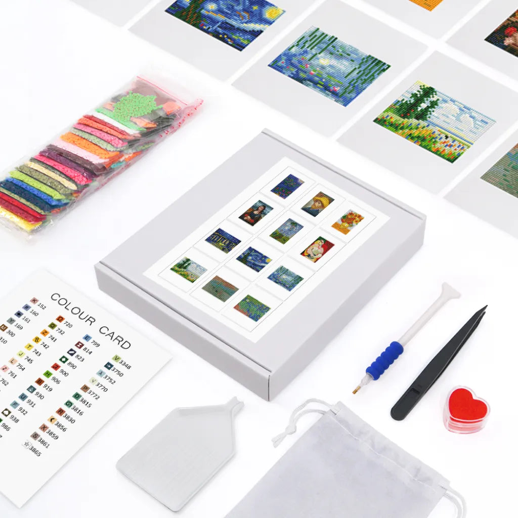 Kunstwerken Mini Diamond Painting set (12 stuks) - Diamond Painting Pro