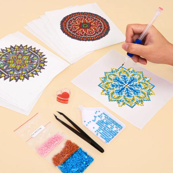 Mandala Mini Diamond Painting set (12 stuks) - Diamond Painting Pro