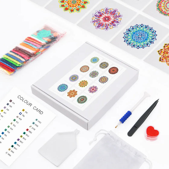Mandala Mini Diamond Painting set (12 stuks) - Diamond Painting Pro