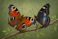 Diamond painting van twee kleurrijke vlinders op tak