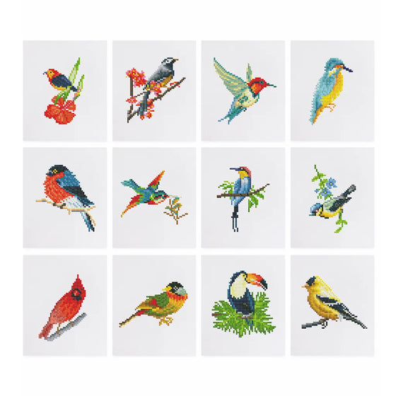 Vogels Mini Diamond Painting set (12 stuks) - Diamond Painting Pro